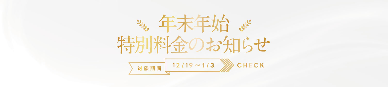 年末年始特別料金のお知らせ！